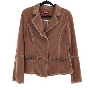 Vanity Jeans Corduroy Blazer Womens M Brown‎ Officecore Academia Elevated Basic